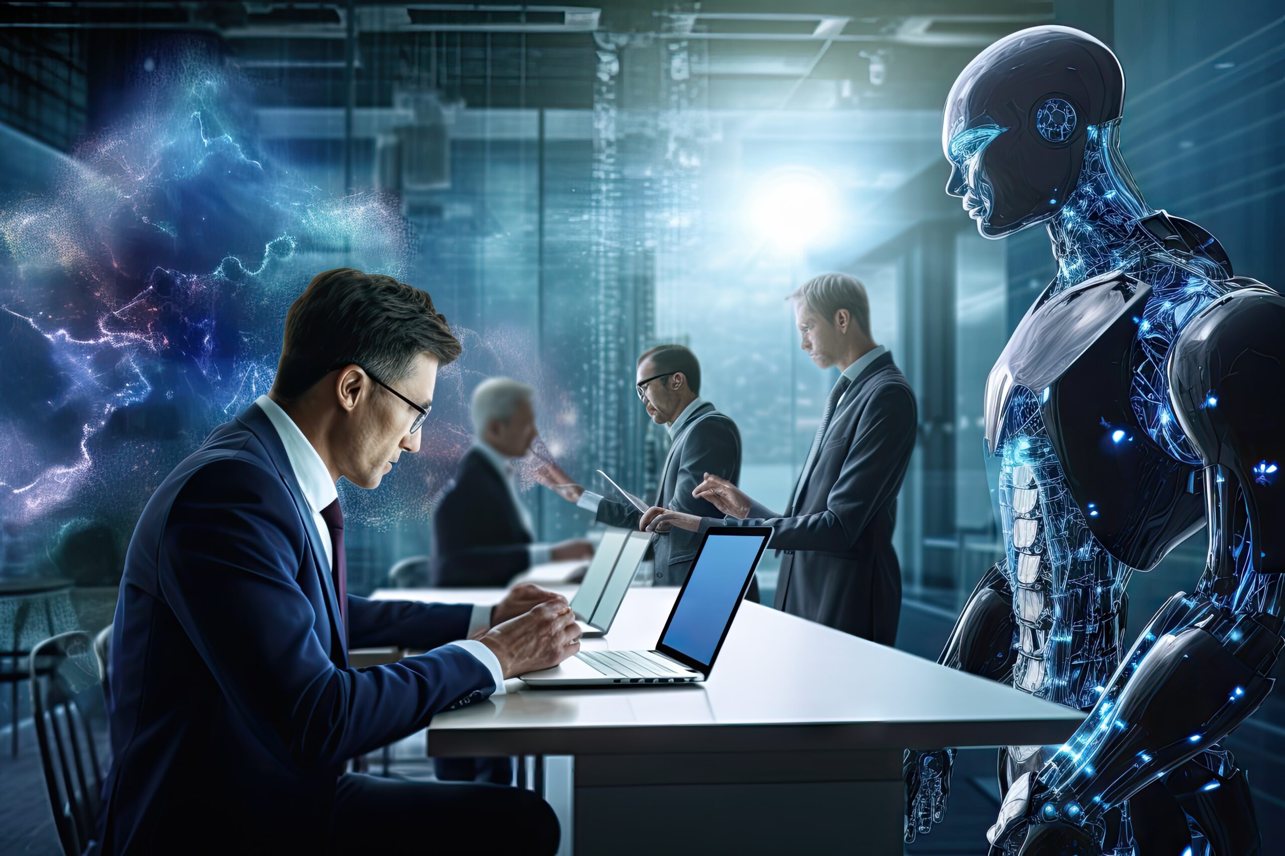 Business people working with AI