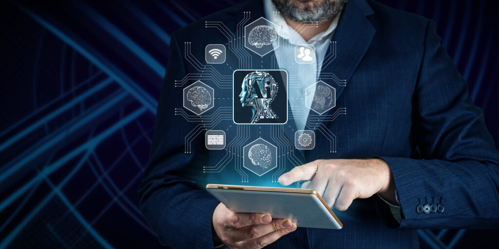 Business man working on a tablet